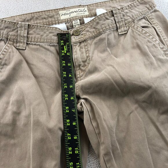 Vintage Aeropostale Womens Pants Size 3/4 Short Khaki Bootcut Casual Classic Tan - Picture 7 of 14